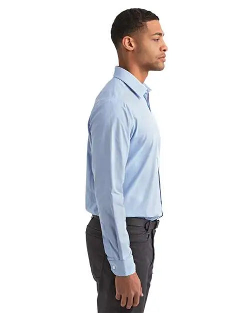 Artisan Collection by Reprime Rp220 Men’s Microcheck Gingham Cotton Shirt - Light Blue White
