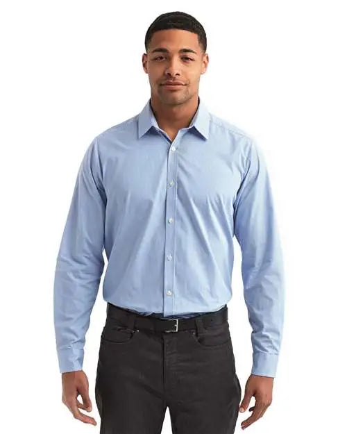 Artisan Collection by Reprime Rp220 Men’s Microcheck Gingham Cotton Shirt - Light Blue White