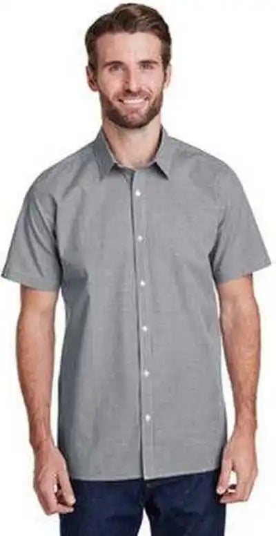 Artisan Collection by Reprime Rp221 Mens Microcheck Gingham Short-sleeve Cotton Shirt - Black White