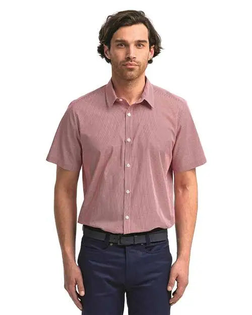 Artisan Collection by Reprime Rp221 Men’s Microcheck Gingham Cotton Shirt - Red White