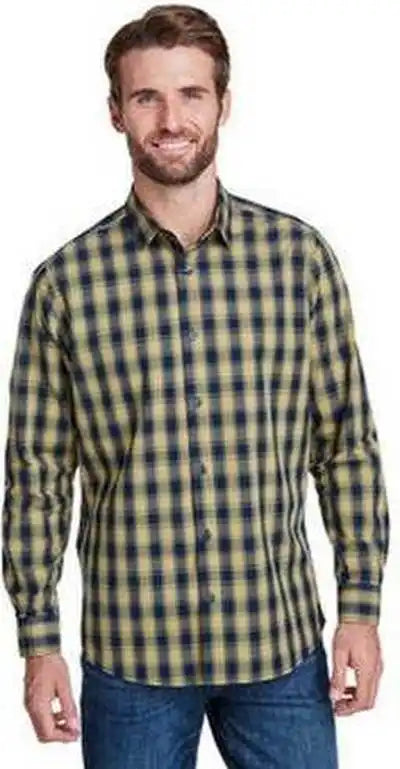 Artisan Collection by Reprime Rp250 Men’s Mulligan Check Long-sleeve Cotton Shirt - Camel Navy