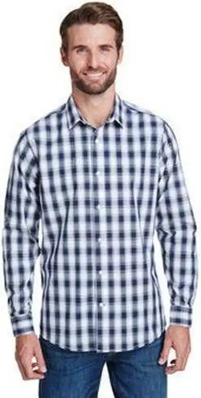 Artisan Collection by Reprime Rp250 Men’s Mulligan Check Long-sleeve Cotton Shirt - White Navy