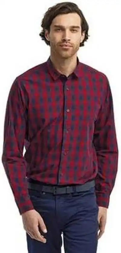 Artisan Collection by Reprime Rp250 Men’s Mulligan Check Long-sleeve Cotton Shirt - Redark Navy