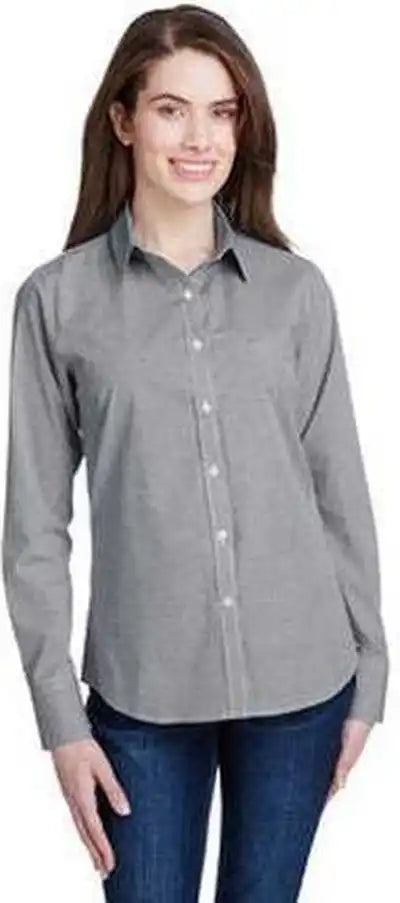 Artisan Collection by Reprime Rp320 Ladies’ Microcheck Gingham Long-sleeve Cotton Shirt - Black White