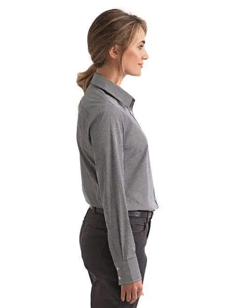 Artisan Collection by Reprime Rp320 Women’s Microcheck Gingham Cotton Shirt - Black White