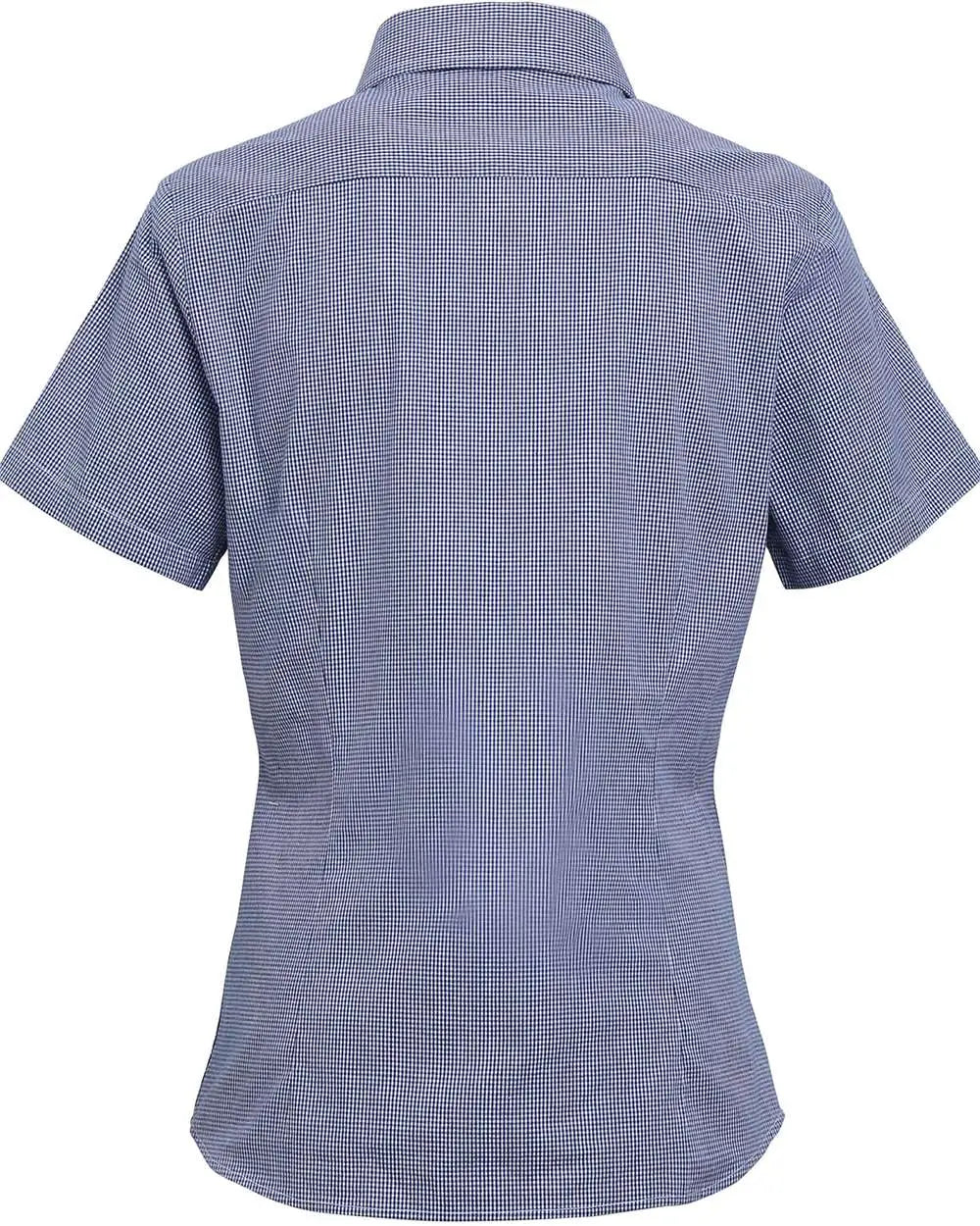 Artisan Collection by Reprime Rp321 Women’s Microcheck Gingham Short Sleeve Cotton Dress Shirt - Navy White - Xs