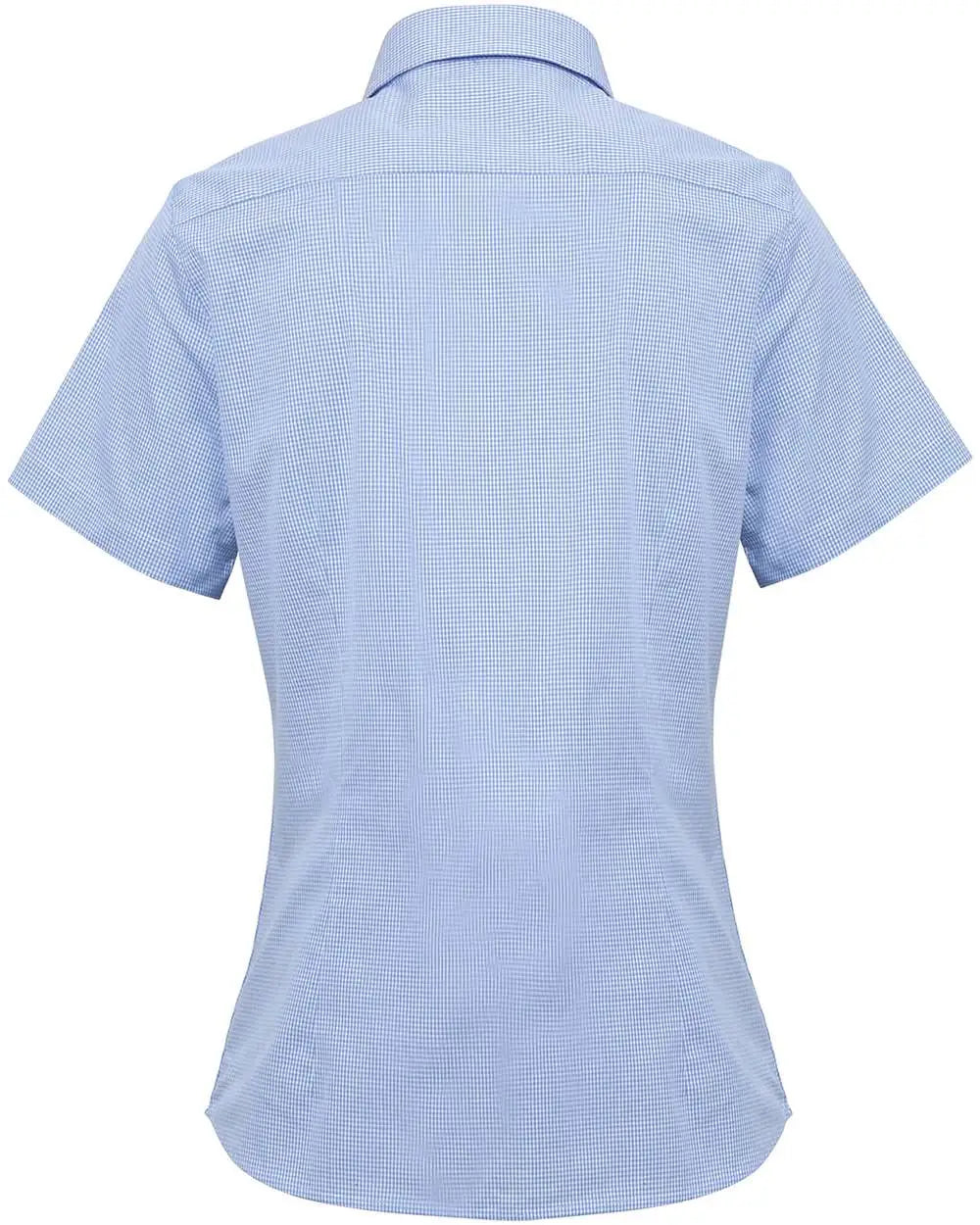 Artisan Collection by Reprime Rp321 Women’s Microcheck Gingham Short Sleeve Cotton Dress Shirt - Light Blue White - Xs