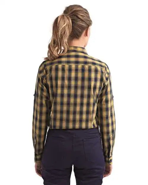 Artisan Collection by Reprime Rp350 Women’s Mulligan Check Cotton Dress Shirt - Camel Navy