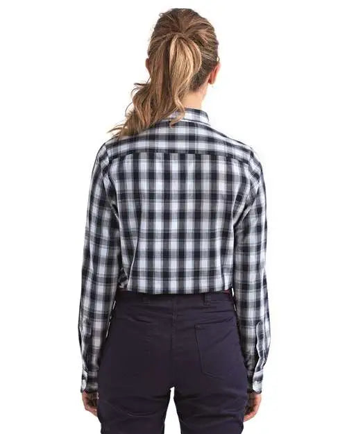 Artisan Collection by Reprime Rp350 Women’s Mulligan Check Cotton Dress Shirt - White Navy