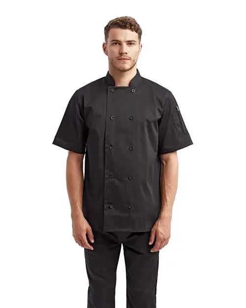 Artisan Collection by Reprime Rp656 Short Sleeve Recycled Chef Coat - Black - Xs