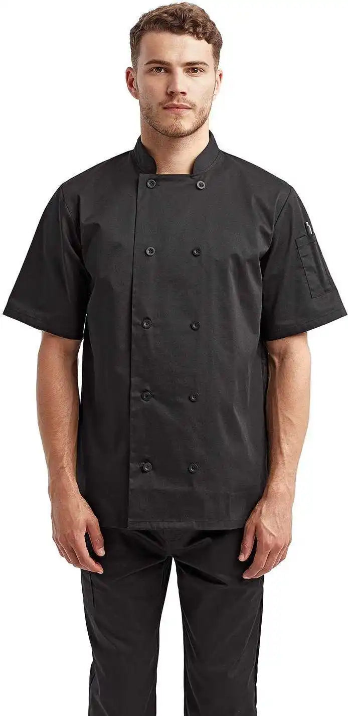 Artisan Collection by Reprime Rp656 Unisex Short-sleeve Sustainable Chef’s Jacket - Black