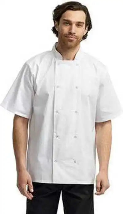 Artisan Collection by Reprime Rp664 Unisex Studded Front Short-sleeve Chef’s Coat - White