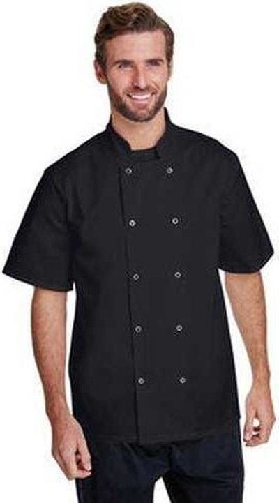 Artisan Collection by Reprime Rp664 Unisex Studded Front Short-sleeve Chef’s Coat - Black