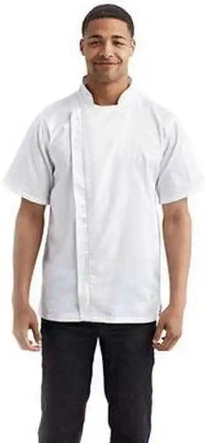 Artisan Collection by Reprime Rp906 Unisex Zip-close Short Sleeve Chef’s Coat - White