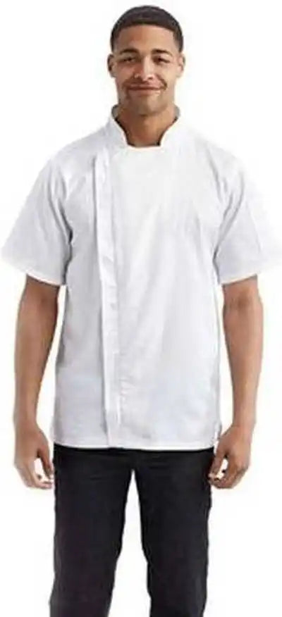 Artisan Collection by Reprime Rp906 Unisex Zip-close Short Sleeve Chef’s Coat - White