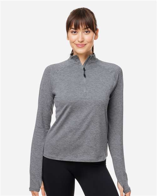Ash Grey Marble Women&#39;s Marbled Jersey Fairway Quarter-Zip Pullover - PDP8023