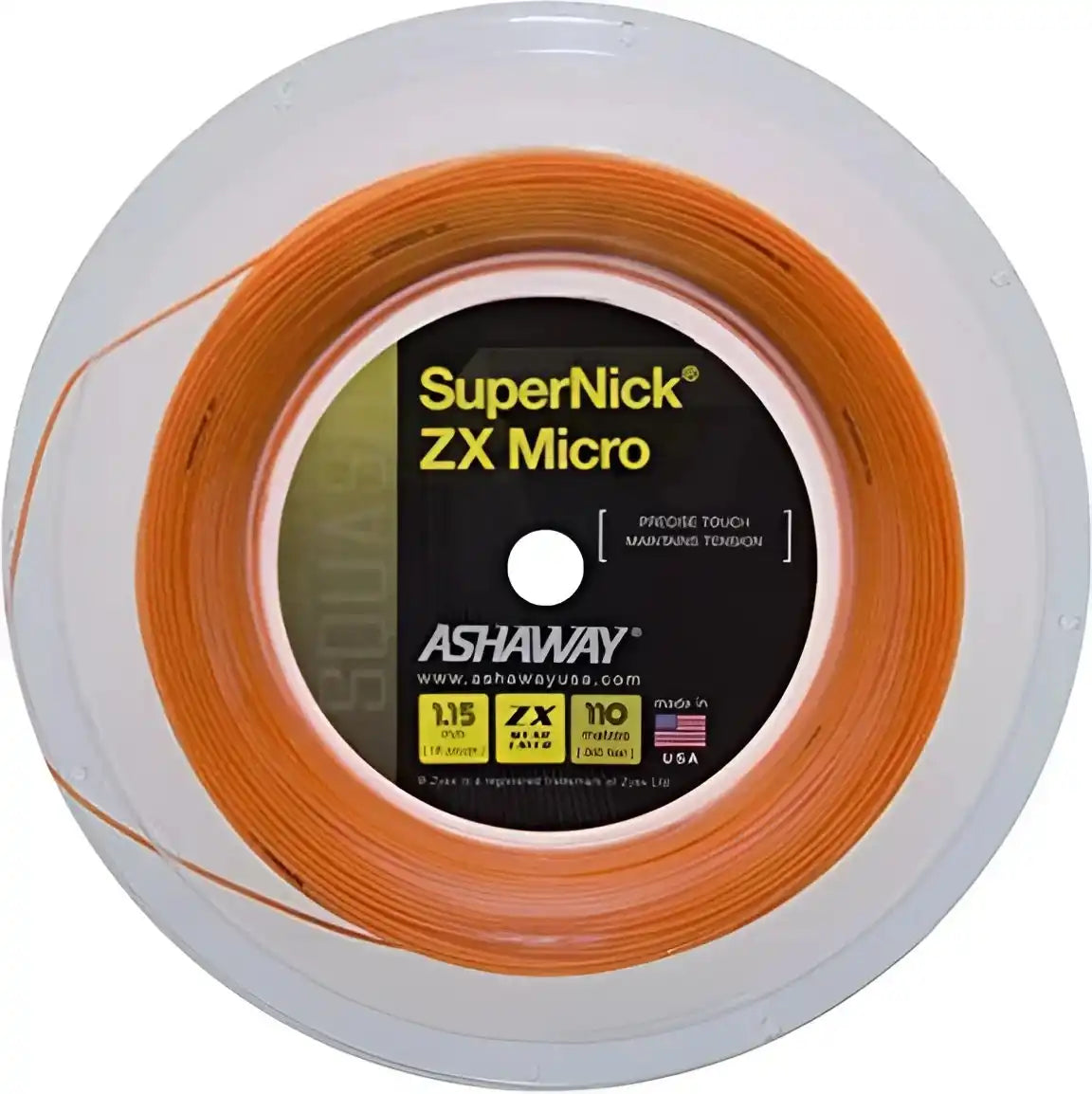 Ashaway Supernick Zx Micro Squash Reel 360’ Tennis String - Orange
