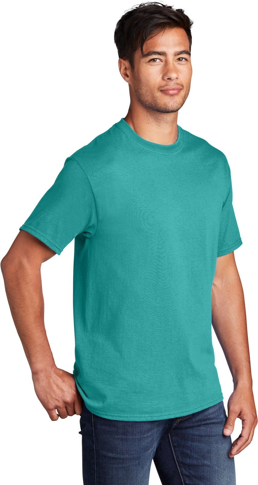 Ath Heather Port & Co Core Cotton Tee. PC54