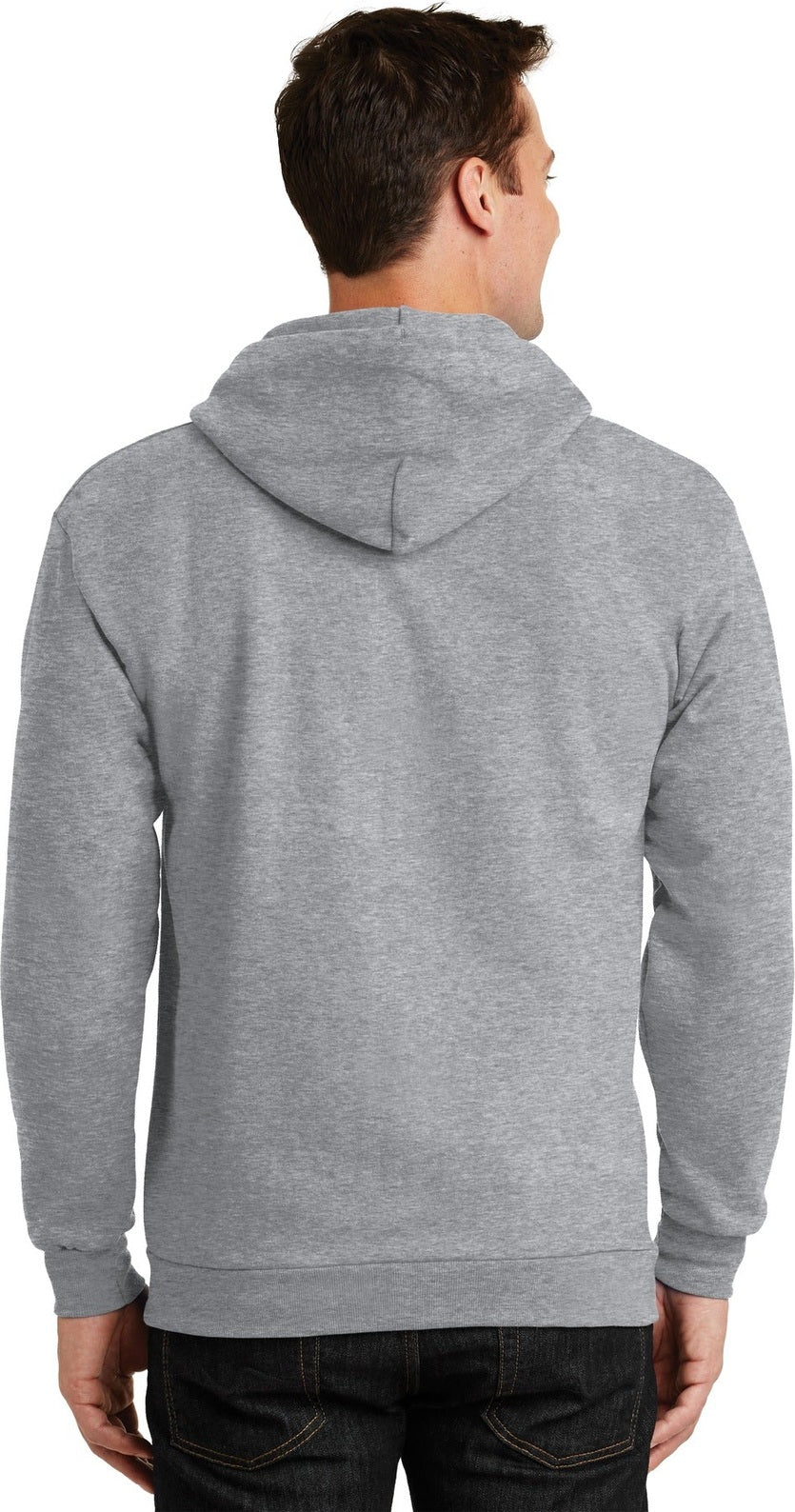 Ath Heather Port & Co Essential Fleece Full-Zip Hooded Sweatshirt. PC90ZH
