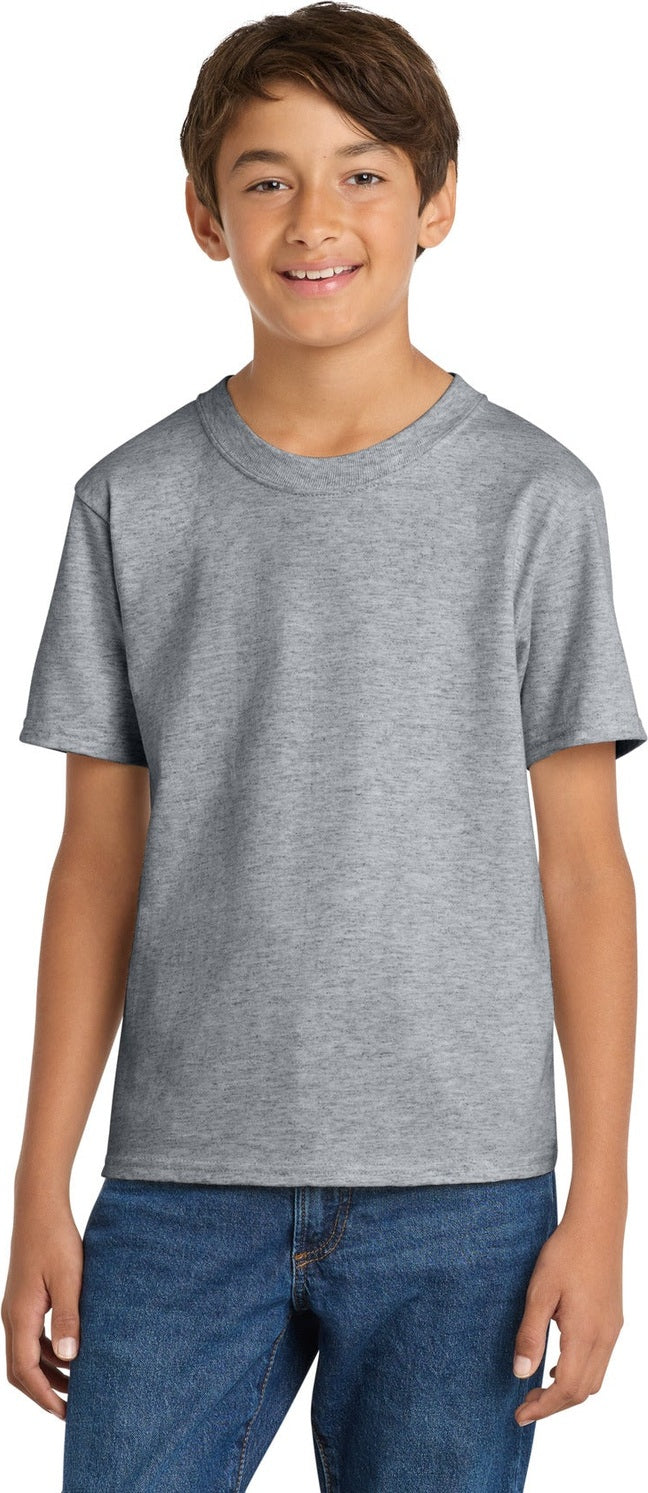 Ath Heather Port & Co Youth Core Cotton Tee. PC54Y