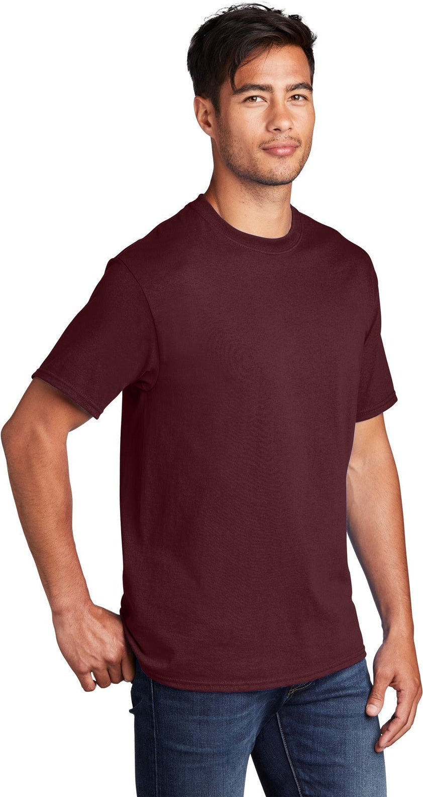 Ath Maroon Port & Co Core Cotton Tee. PC54
