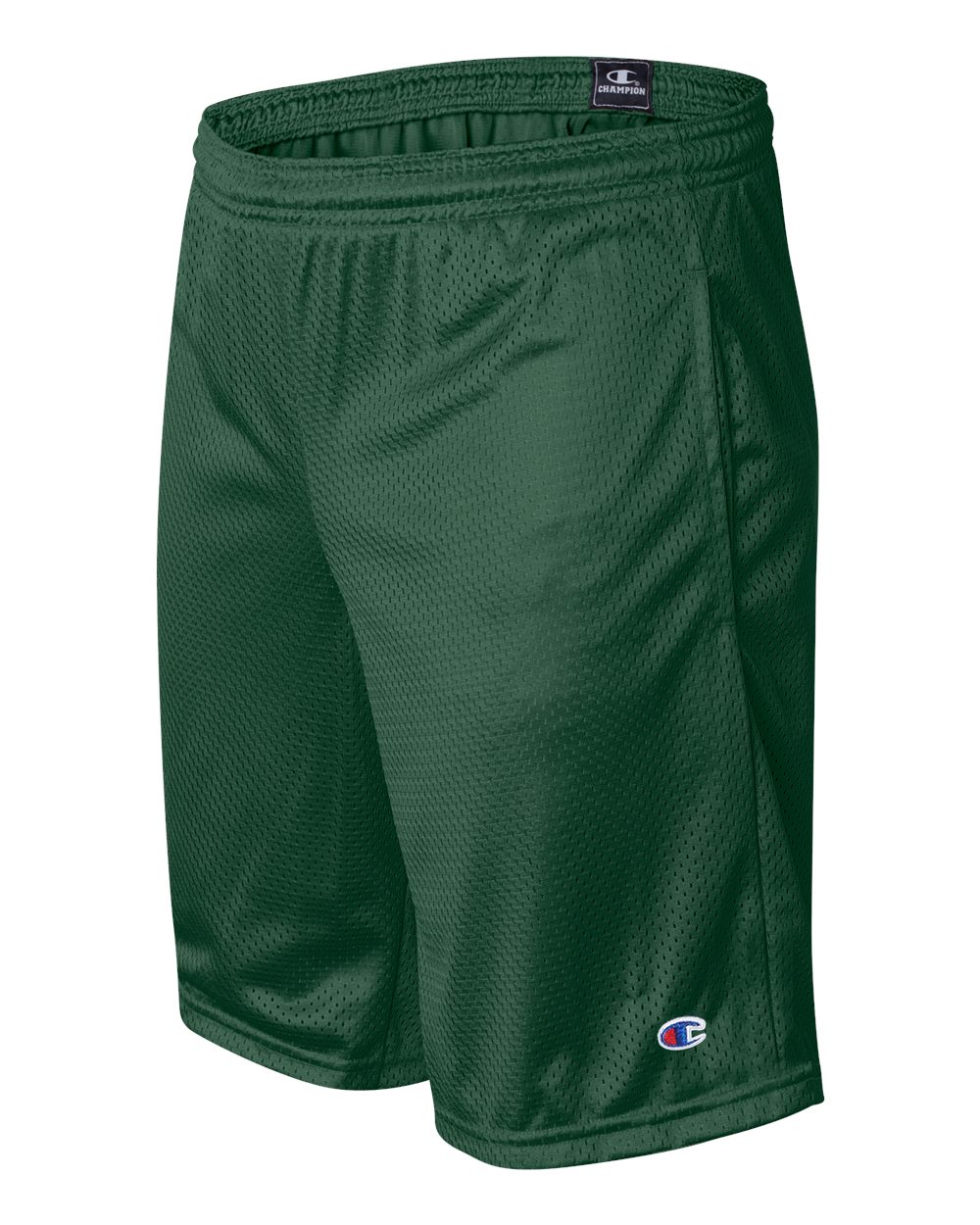Athletic Dark Green Polyester Mesh 9" Shorts with Pockets - S162