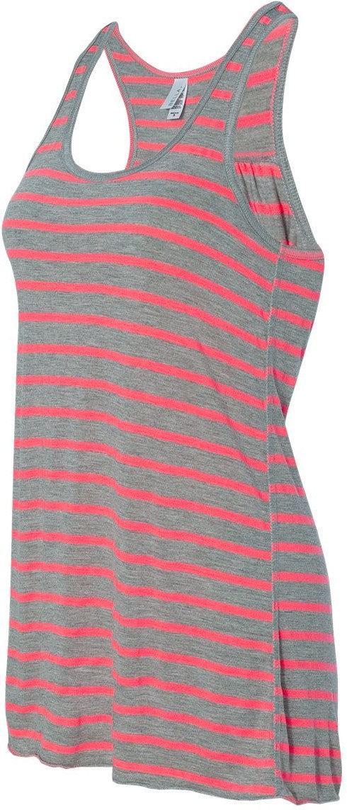 Athletic Heather/ Neon Pink Women's Flowy Racerback Tank - 8800