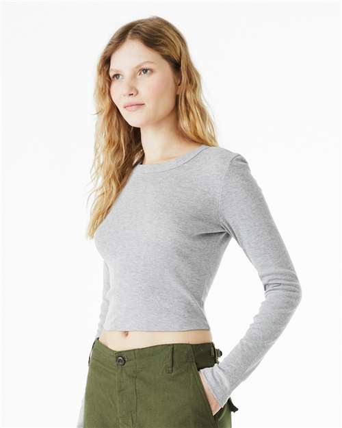 Athletic Heather Women's Micro Rib Long Sleeve Baby Tee - 1501