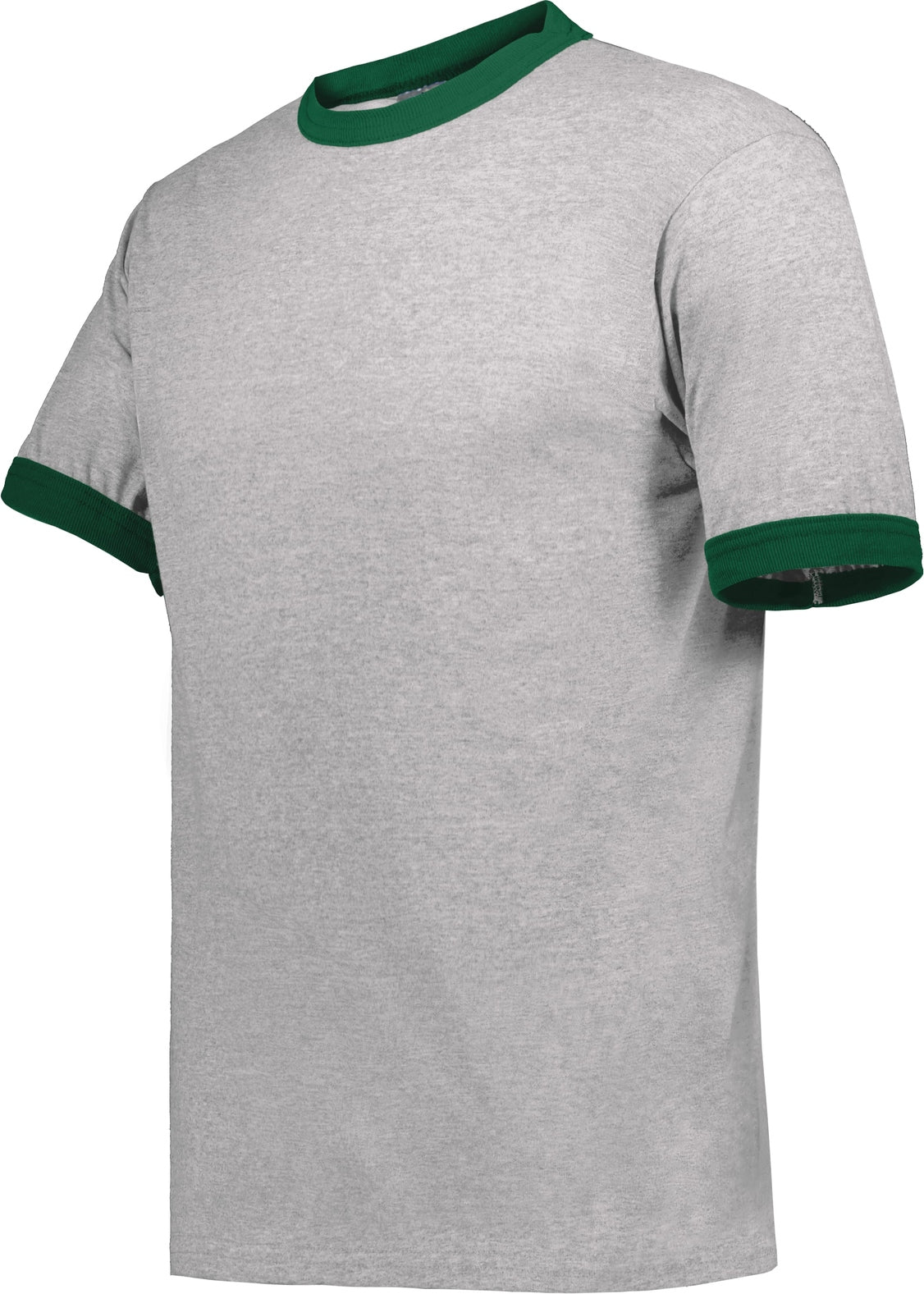 ATHLETIC HEATHER/DARK GREEN ADULT RINGER T-SHIRT