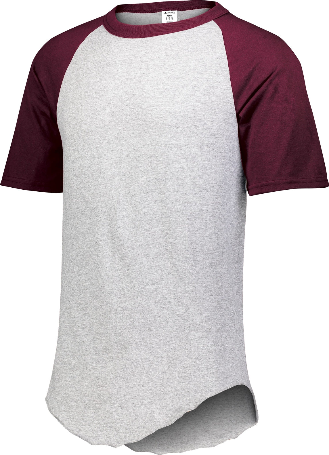 ATHLETIC HEATHER/MAROON SHORT SLEEVE BASEBALL JERSEY