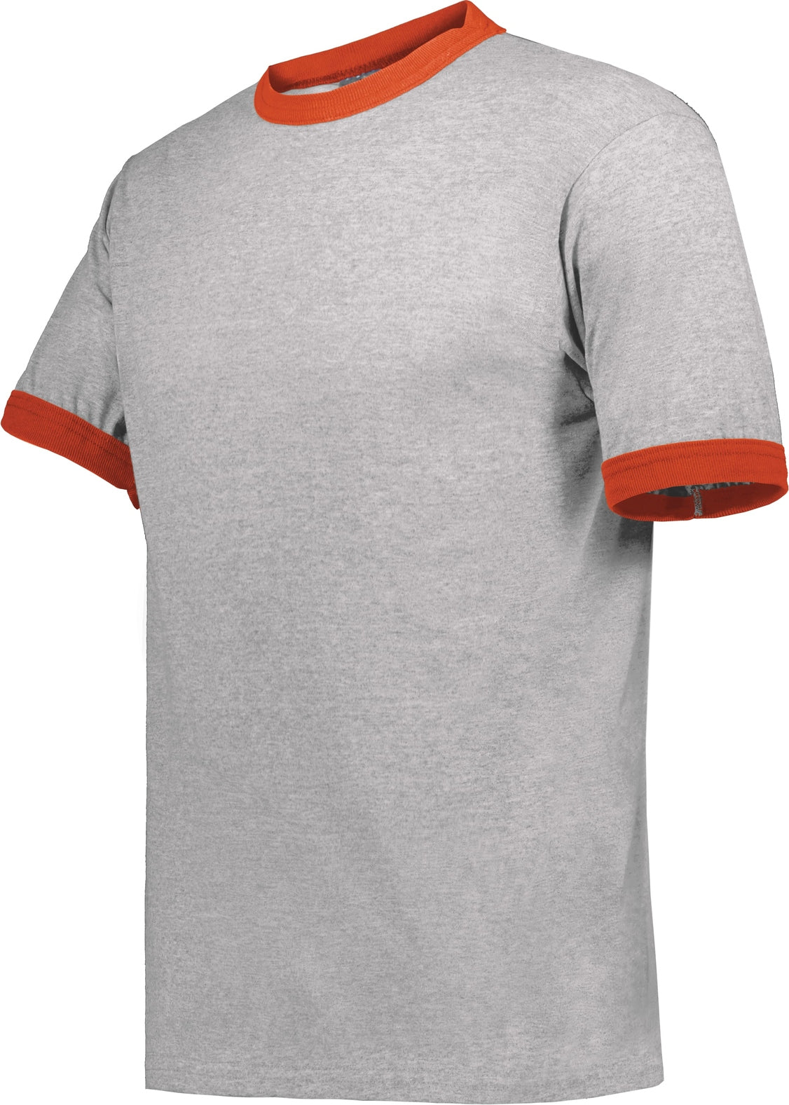 ATHLETIC HEATHER/ORANGE ADULT RINGER T-SHIRT