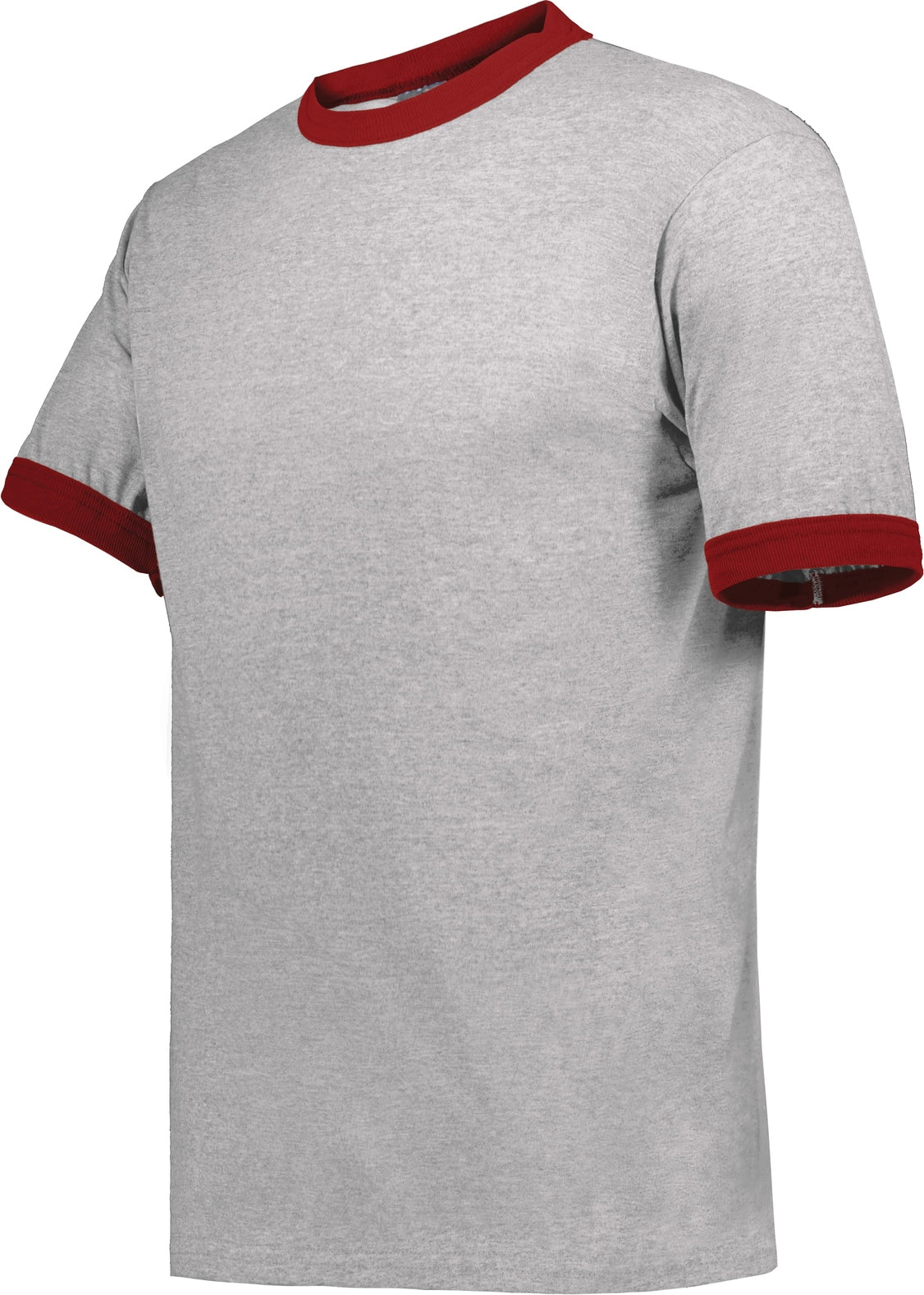 ATHLETIC HEATHER/RED ADULT RINGER T-SHIRT