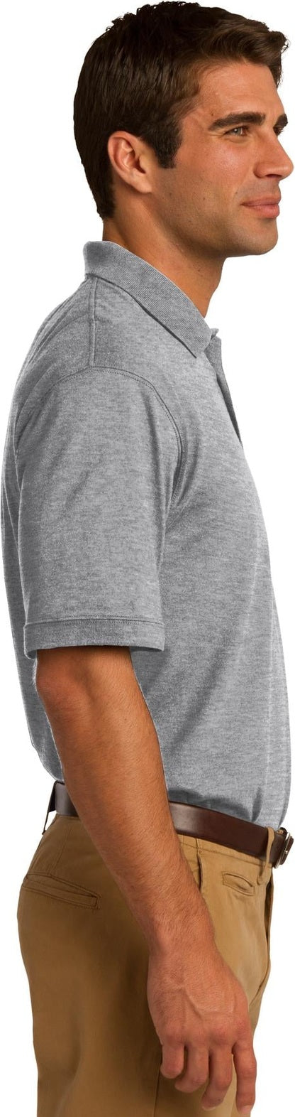 Athletic Hthr Port & Co Core Blend Jersey Knit Pocket Polo. KP55P