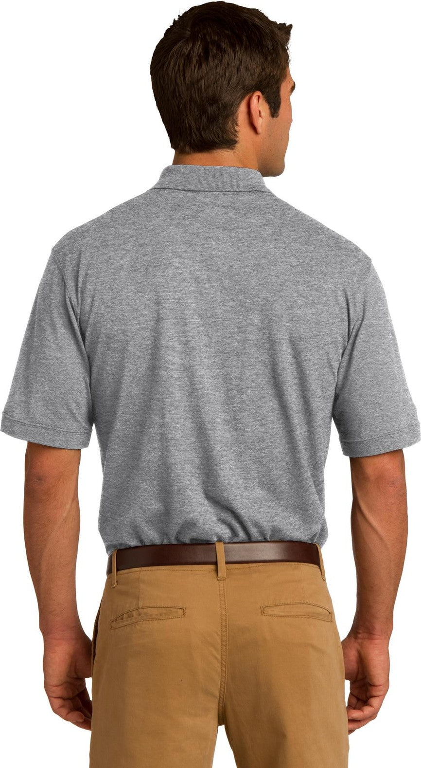 Athletic Hthr Port & Co Core Blend Jersey Knit Pocket Polo. KP55P