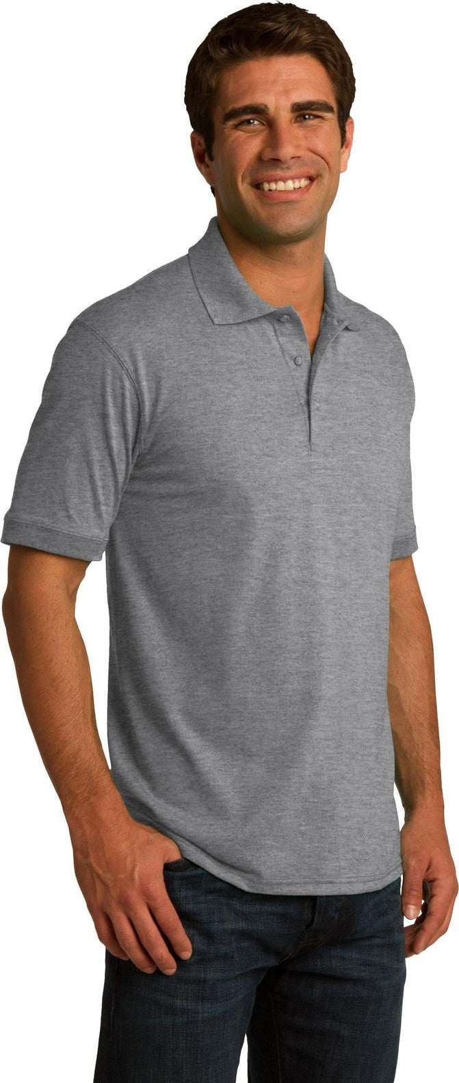 Athletic Hthr Port & Co Core Blend Jersey Knit Polo. KP55