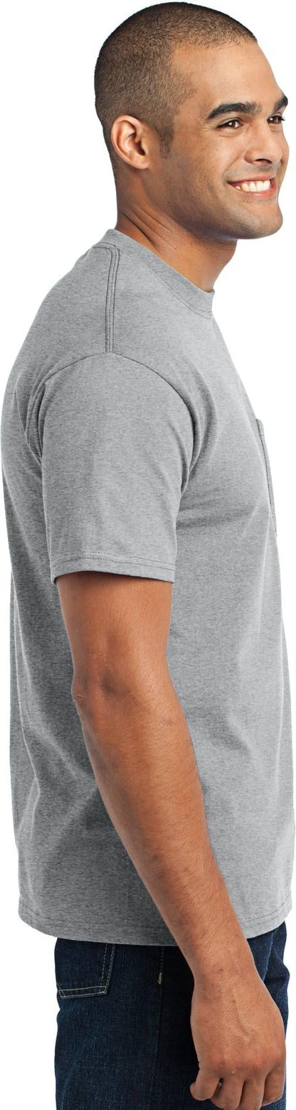 Athletic Hthr Port & Co Core Blend Pocket Tee. PC55P