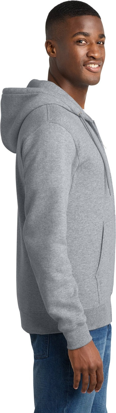 Athletic Hthr Port & Co Core Fleece Full-Zip Hooded Sweatshirt. PC78ZH