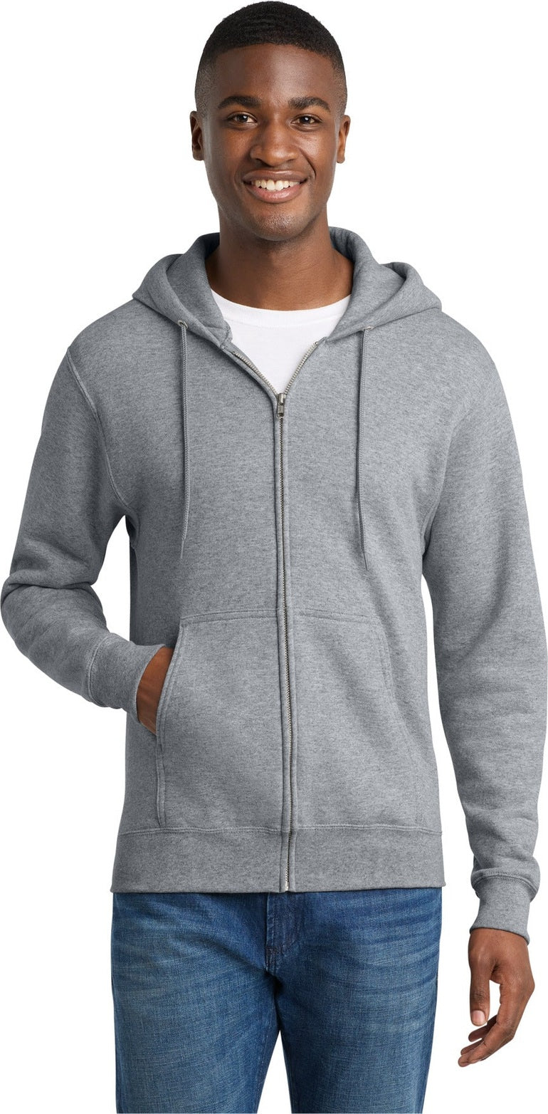 Athletic Hthr Port & Co Core Fleece Full-Zip Hooded Sweatshirt. PC78ZH