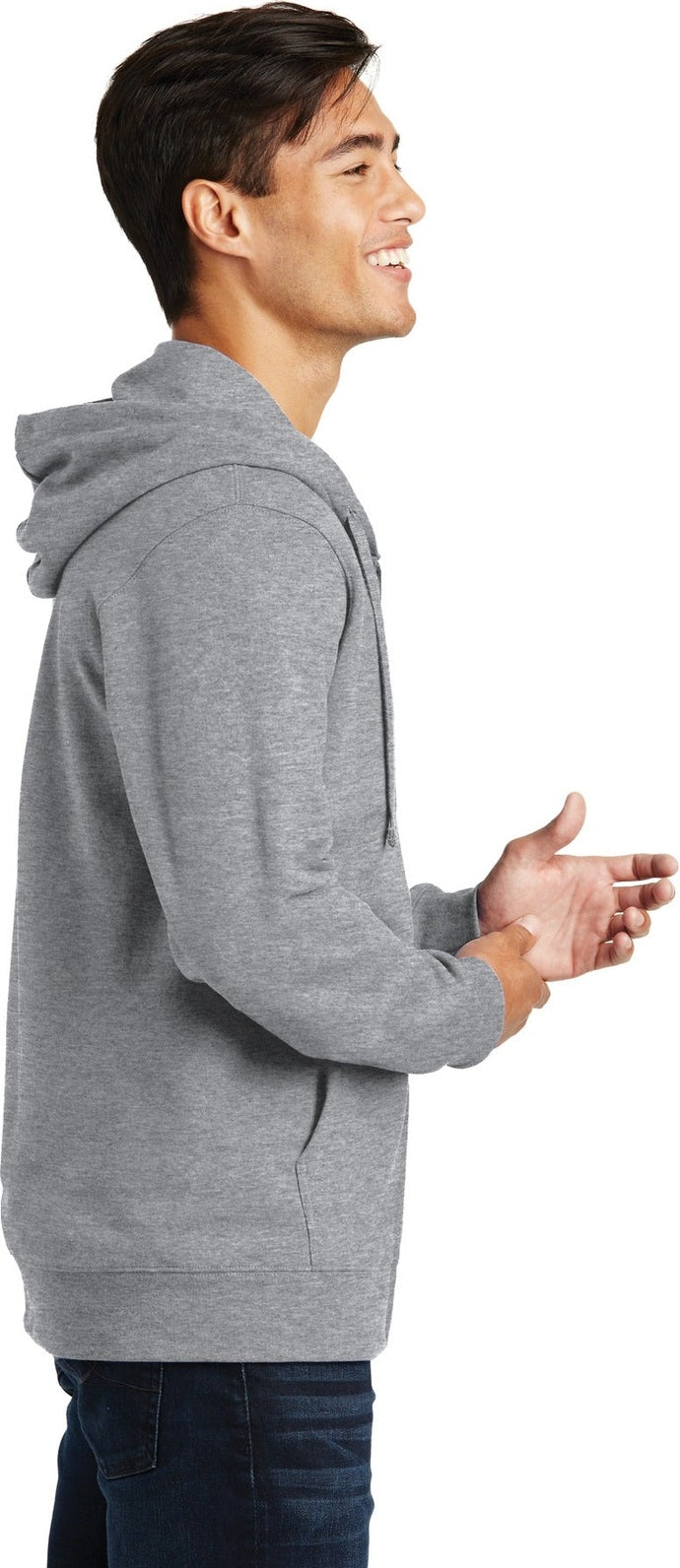 Athletic Hthr Port & Co Fan Favorite Fleece Full-Zip Hooded Sweatshirt. PC850ZH