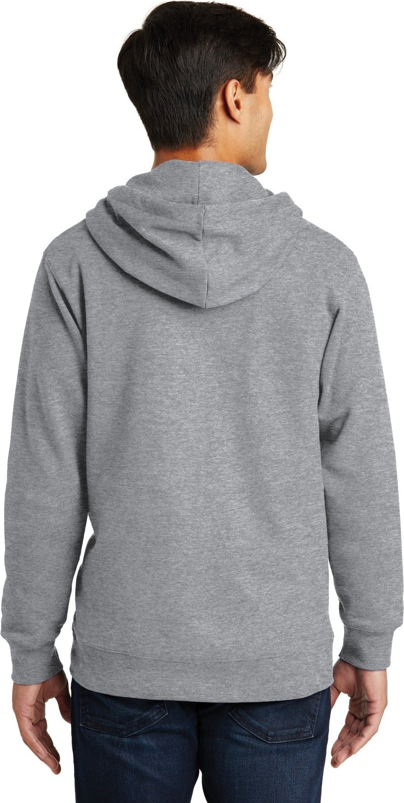 Athletic Hthr Port & Co Fan Favorite Fleece Full-Zip Hooded Sweatshirt. PC850ZH