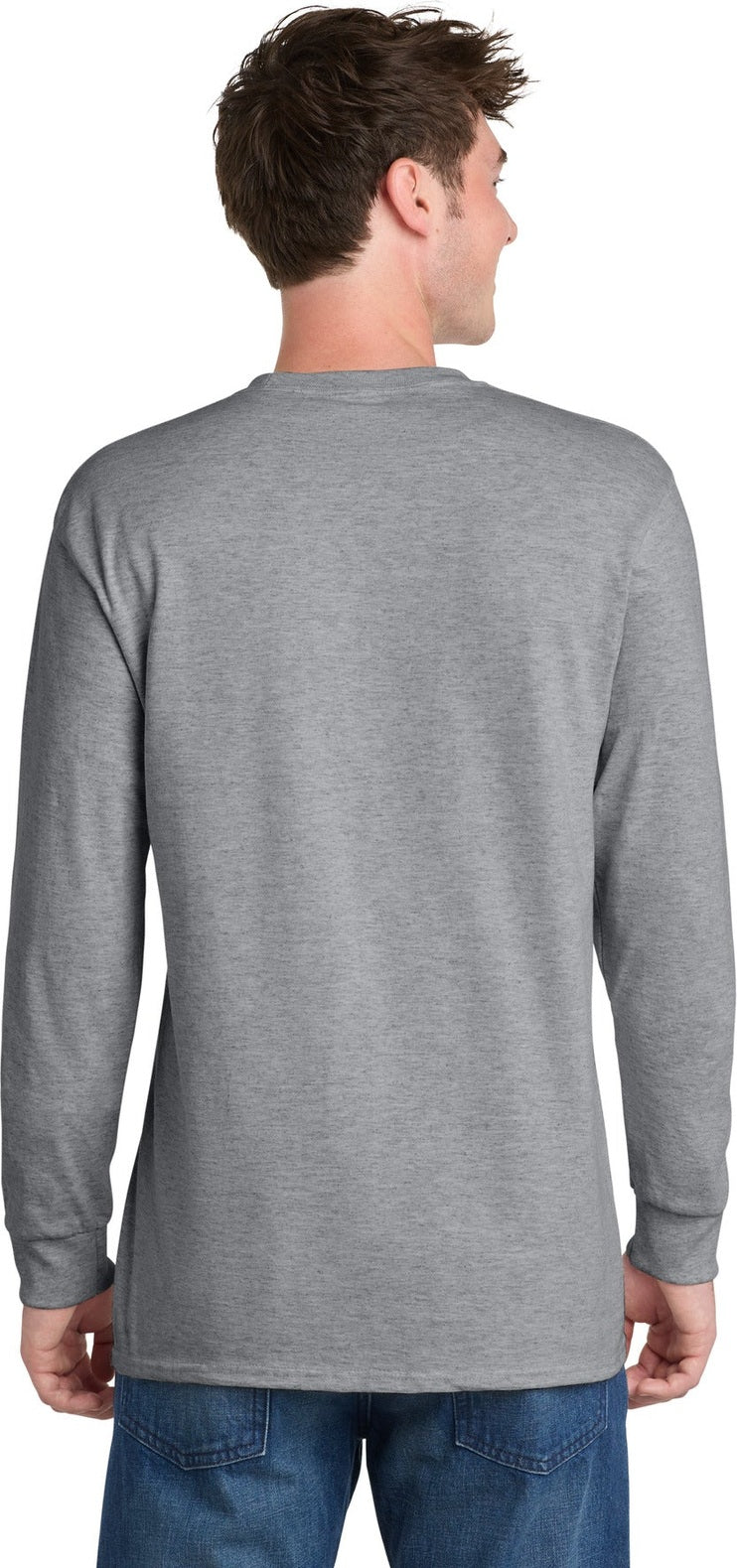 Athletic Hthr Port & Co Tall Long Sleeve Essential Tee. PC61LST