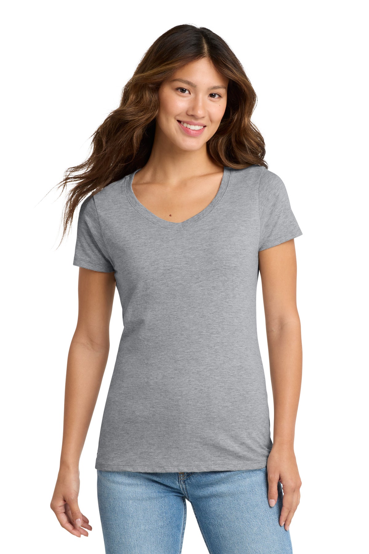 Athletic Hthr Port & Co Women's Fan Favorite V-Neck Tee. LPC450V