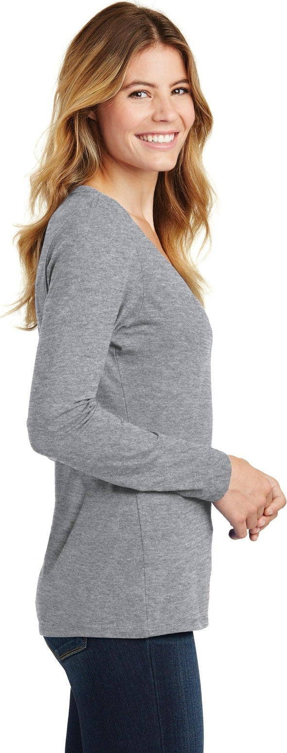 Athletic Hthr Port & Co Women's Long Sleeve Fan Favorite V-Neck Tee. LPC450VLS