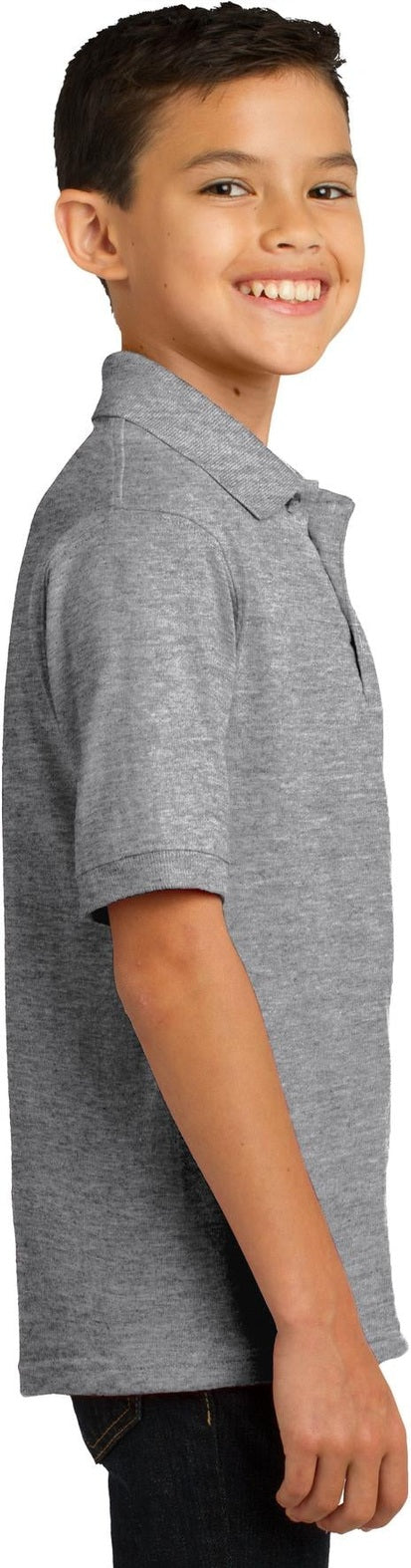 Athletic Hthr Port & Co Youth Core Blend Jersey Knit Polo. KP55Y