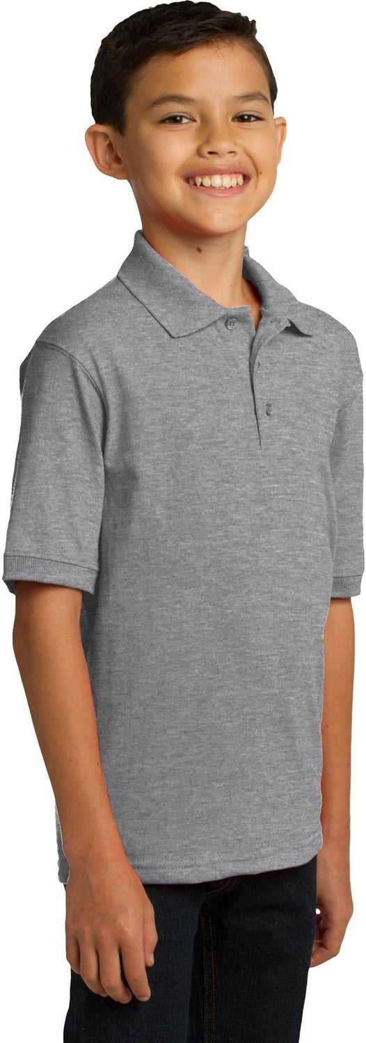Athletic Hthr Port & Co Youth Core Blend Jersey Knit Polo. KP55Y