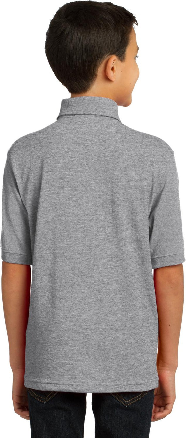 Athletic Hthr Port & Co Youth Core Blend Jersey Knit Polo. KP55Y