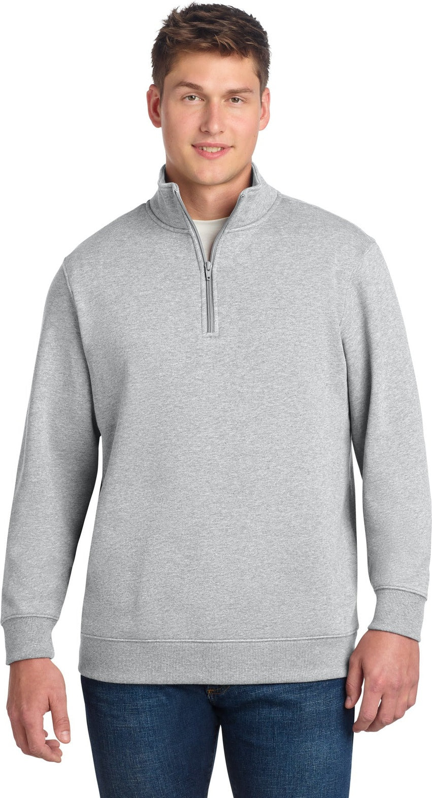 Athletic Hthr Sport-Tek 1/4-Zip Sweatshirt. ST253