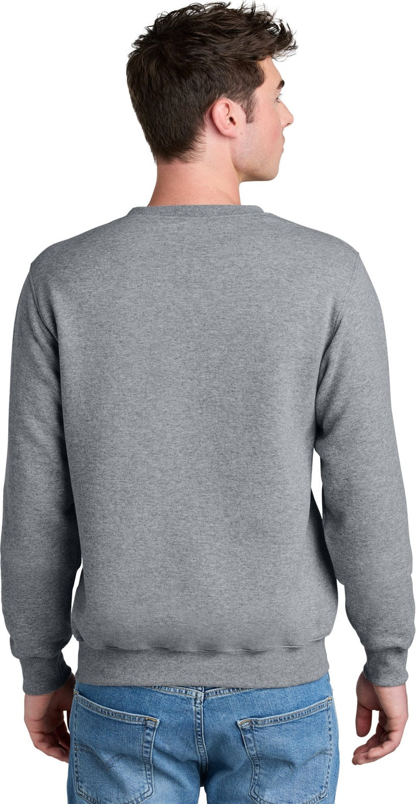 AthlHthr Port & Co Core Fleece Crewneck Pocket Sweatshirt PC78PKT