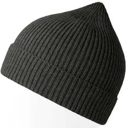 Atlantis Headwear Andy - Sustainable Fine Rib Knit Beanie - Dark Gray - Osfm