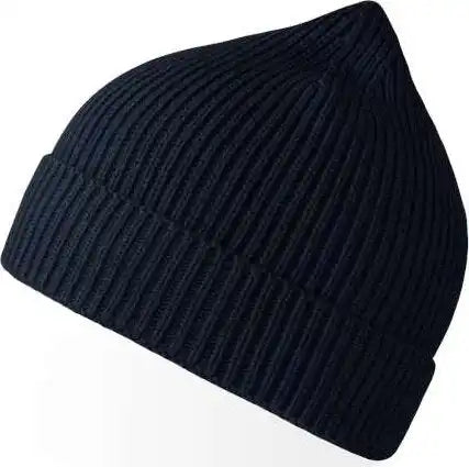 Atlantis Headwear Andy - Sustainable Fine Rib Knit Beanie - Navy - Osfm
